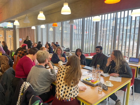 SEND Ofsted Inspection Framework Event - colleagues sitting around a table at an event having a discussion